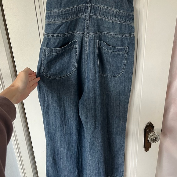 Anthropologie denim cropped wide leg jumpsuit size 0 - Picture 9 of 11